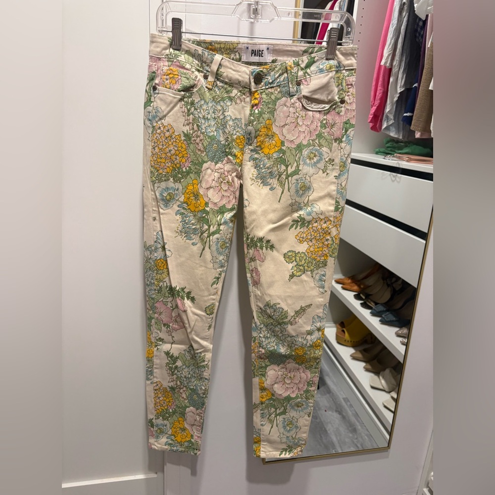 PAIGE Women's Straight Leg Jeans - Cream Floral